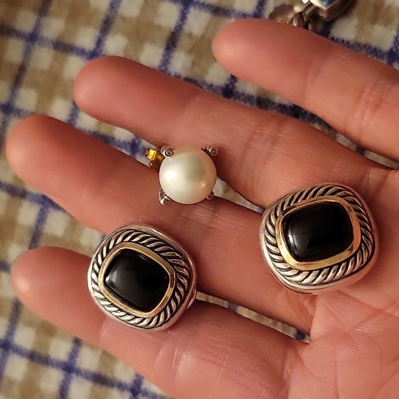 David Yurman 14k silver onyx earing Traded With Goose - Picture 6 of 9